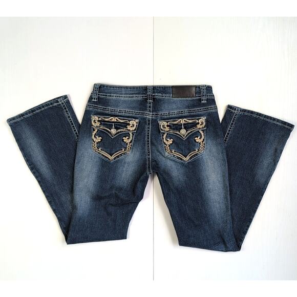 Shyanne Anne Bootcut Jeans Women's 28 Short Mid Rise Embellished Embroidered - Picture 1 of 15